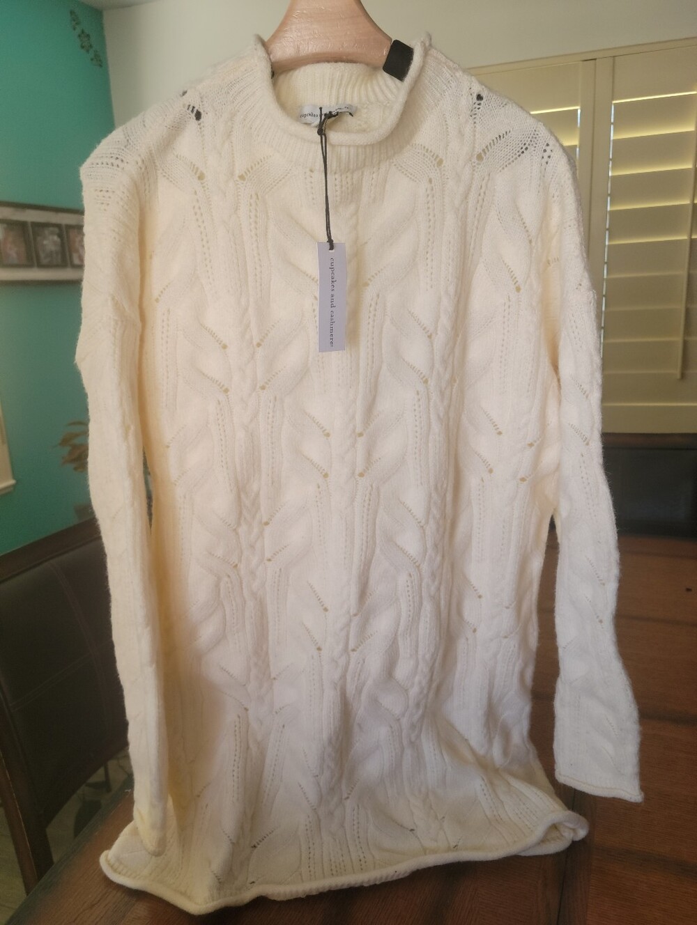 Cupcakes and Cashmere Cream Cable-Knit Women's Sweater